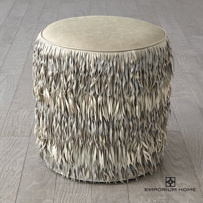 Emporium Home Round Leather Ottoman