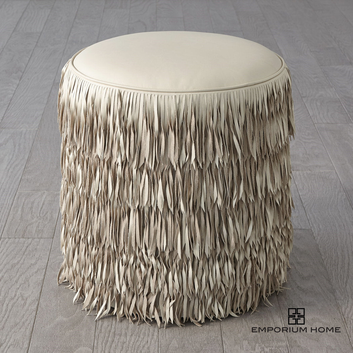 Emporium Home Round Leather Ottoman