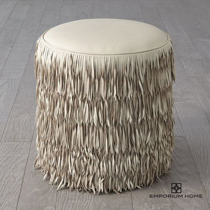 Emporium Home Round Leather Ottoman