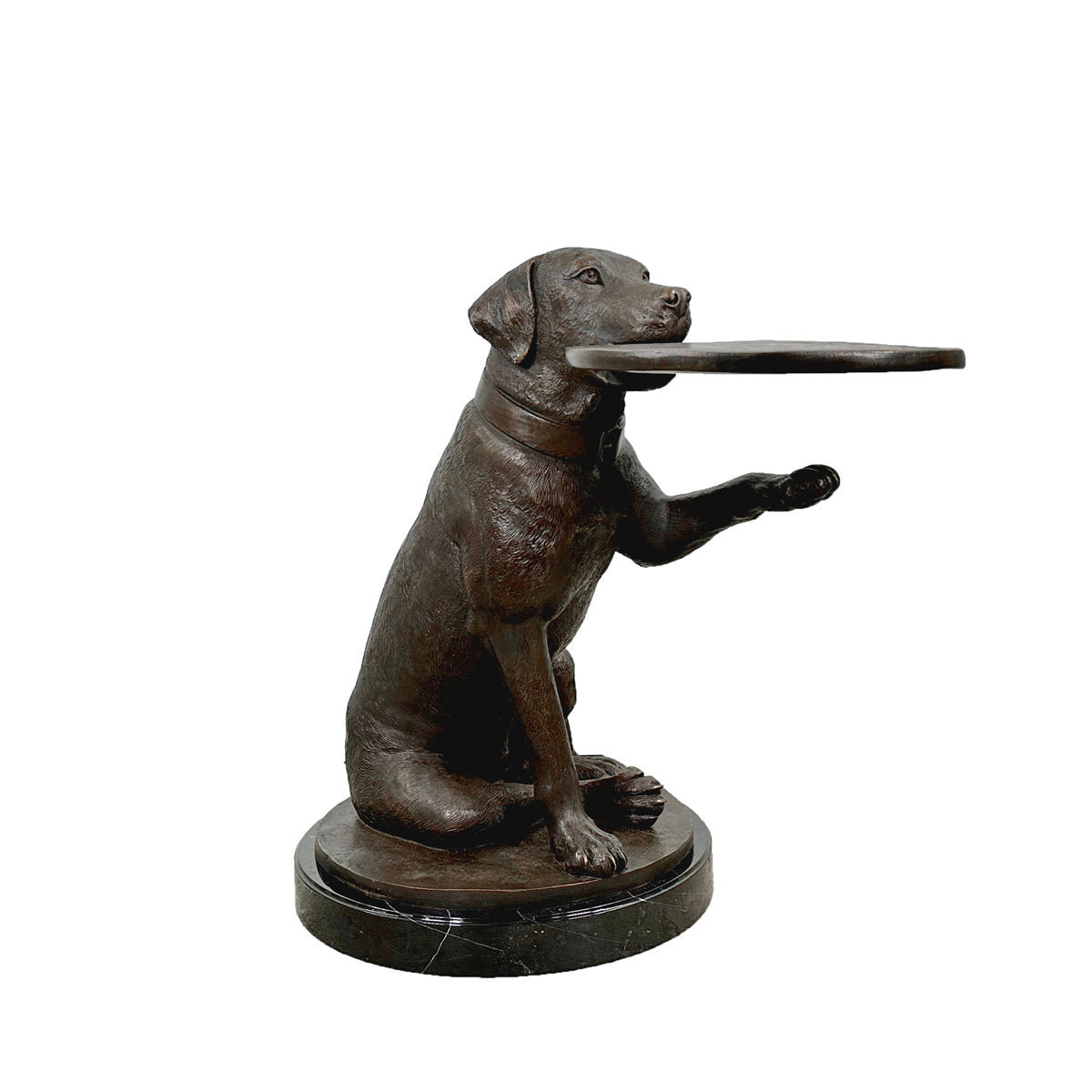 Metropolitan Galleries Bronze Dog Holding Tray Sculpture