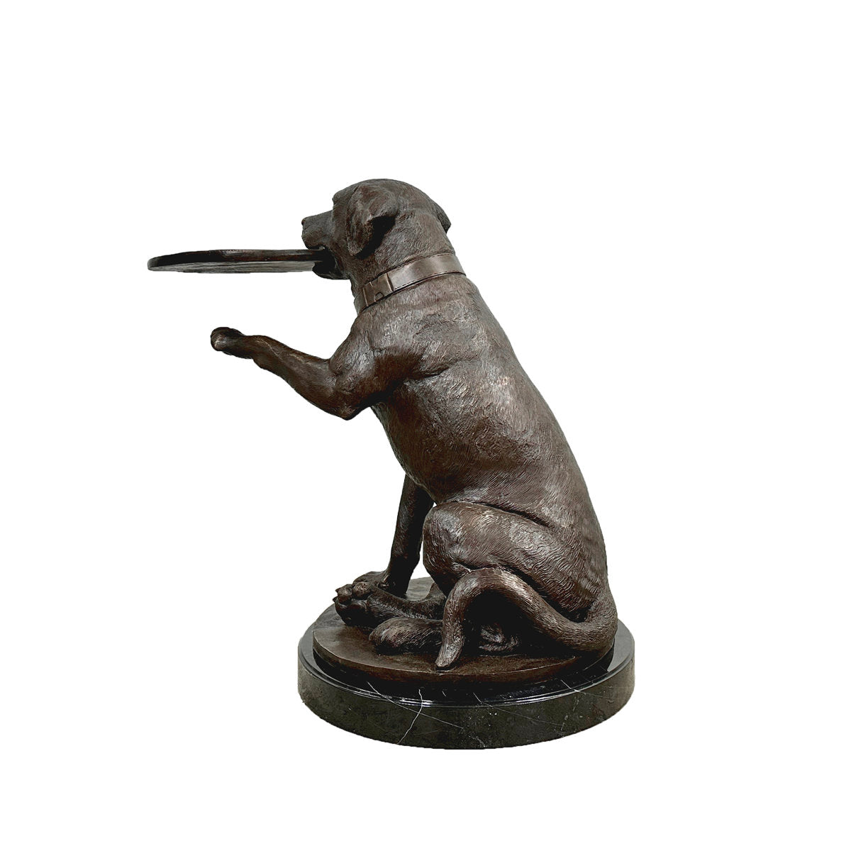 Metropolitan Galleries Bronze Dog Holding Tray Sculpture