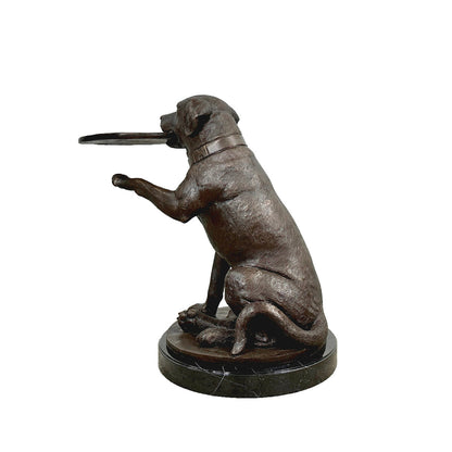 Metropolitan Galleries Bronze Dog Holding Tray Sculpture