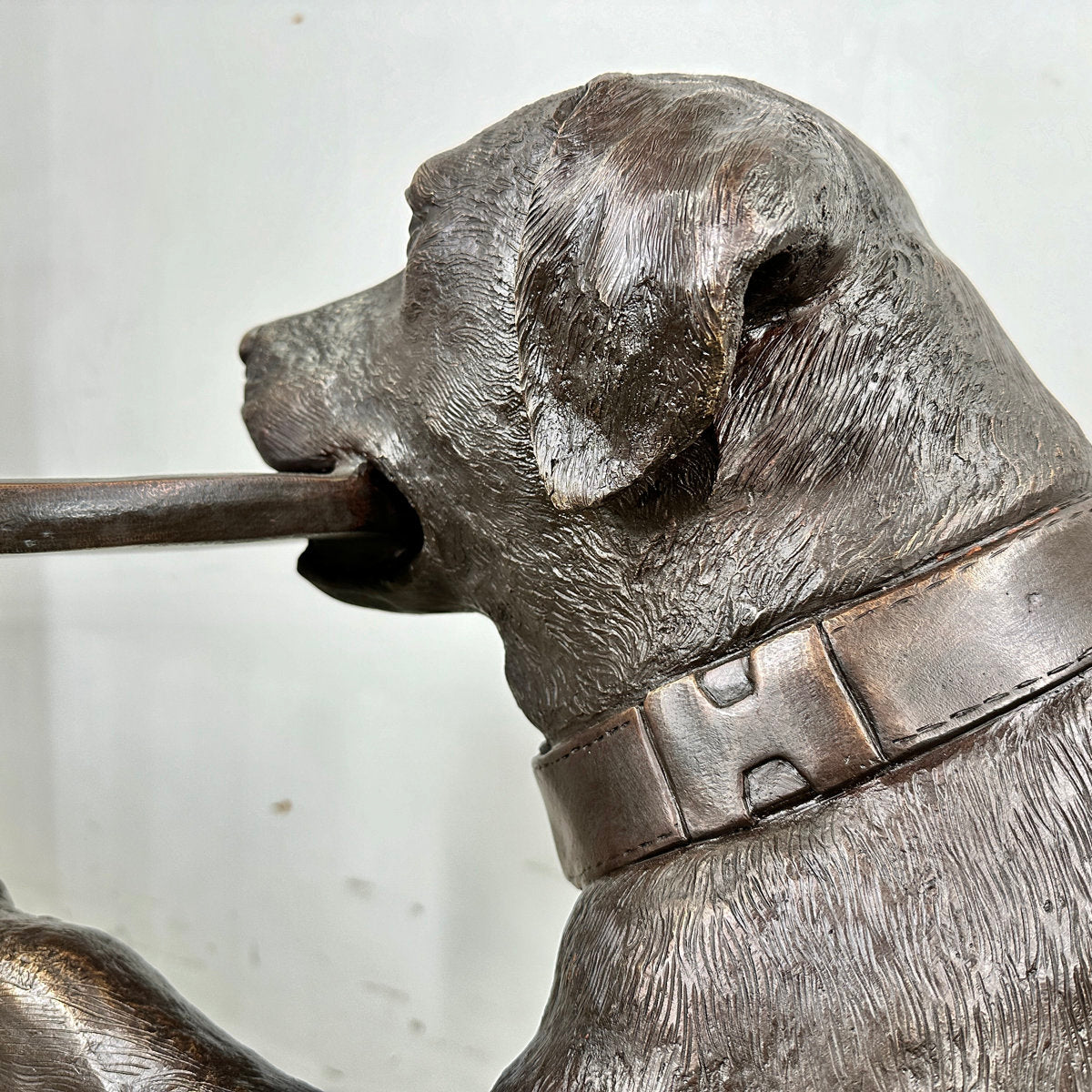 Metropolitan Galleries Bronze Dog Holding Tray Sculpture