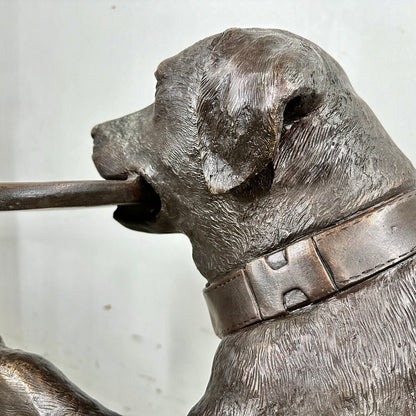 Metropolitan Galleries Bronze Dog Holding Tray Sculpture