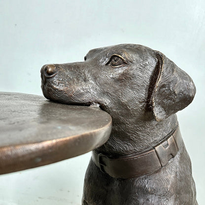 Metropolitan Galleries Bronze Dog Holding Tray Sculpture