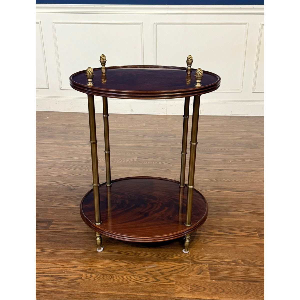 Leighton Hall Furniture Round Mahogany Occasional Table With Brass Accents