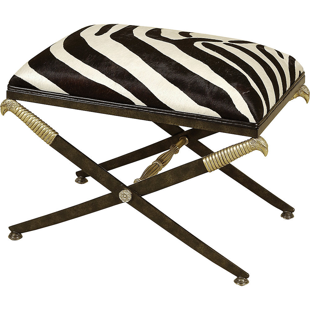 Maitland Smith Excalibur Zebra Patterned Upholstered Bench
