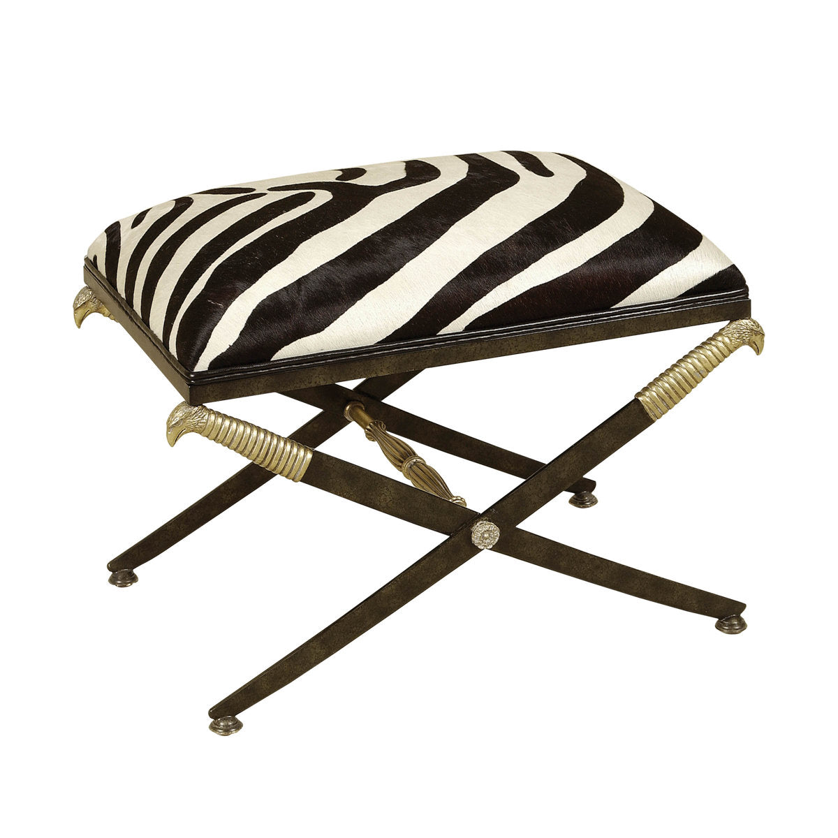 Maitland Smith Excalibur Zebra Patterned Upholstered Bench