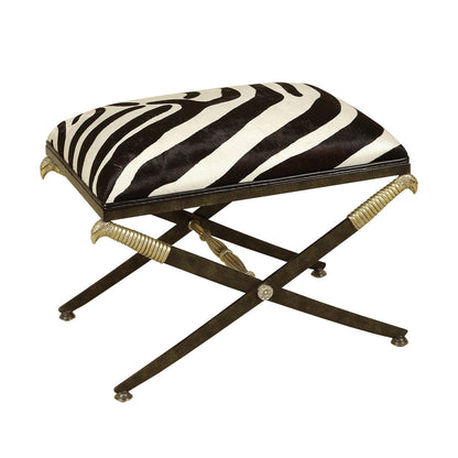 Maitland Smith Excalibur Zebra Patterned Upholstered Bench