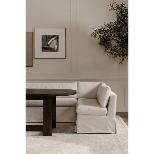 Fable Slipcover Dining Banquette U-Shape Beige 121In