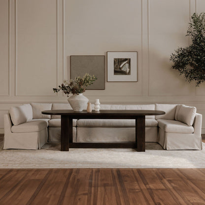 Fable Slipcover Dining Banquette U-Shape Beige 121In