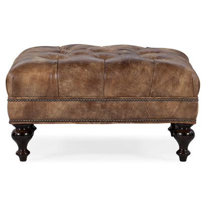Bradington Young Fair N Square 33 Wide Genuine Leather Tufted Square Cocktail Ottoman