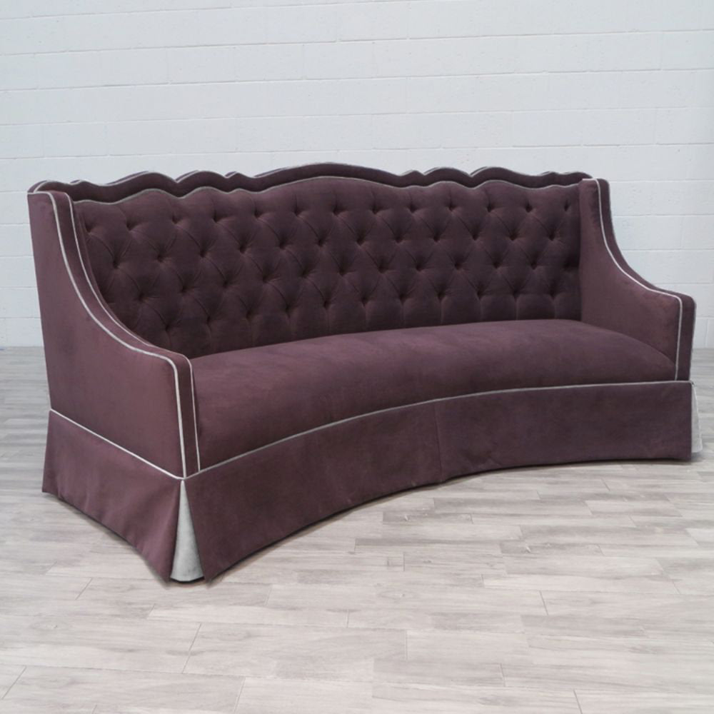 Haute House Home Fletcher 113 Velvet Square Arm Curved Slipcovered Sofa