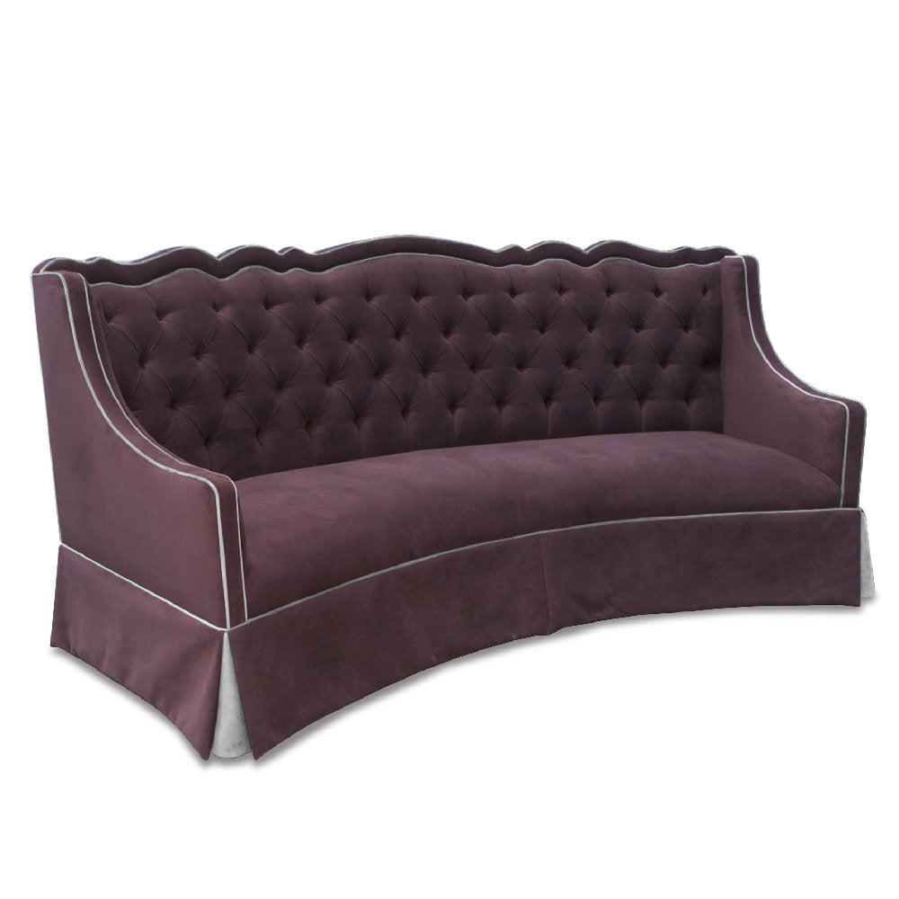Haute House Home Fletcher 113 Velvet Square Arm Curved Slipcovered Sofa