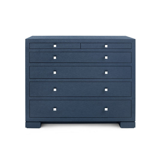 Frances Lacquered Grasscloth 6 Drawer Accent Chest