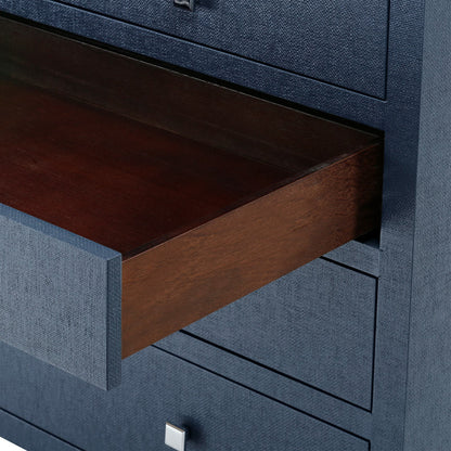 Frances Lacquered Grasscloth 6 Drawer Accent Chest