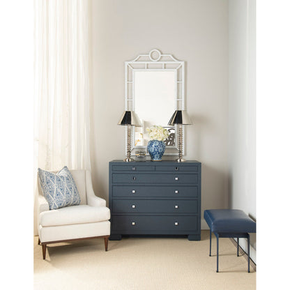 Frances Lacquered Grasscloth 6 Drawer Accent Chest