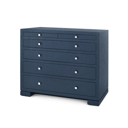 Frances Lacquered Grasscloth 6 Drawer Accent Chest