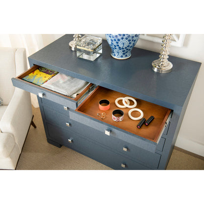 Frances Lacquered Grasscloth 6 Drawer Accent Chest