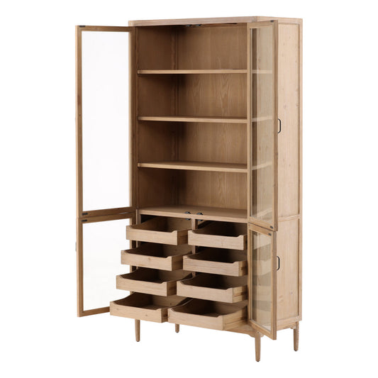 Furniture Classics Shirley Recycled Wood Glass Door 8-Drawer Cabinet