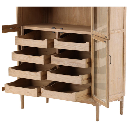 Furniture Classics Shirley Recycled Wood Glass Door 8-Drawer Cabinet