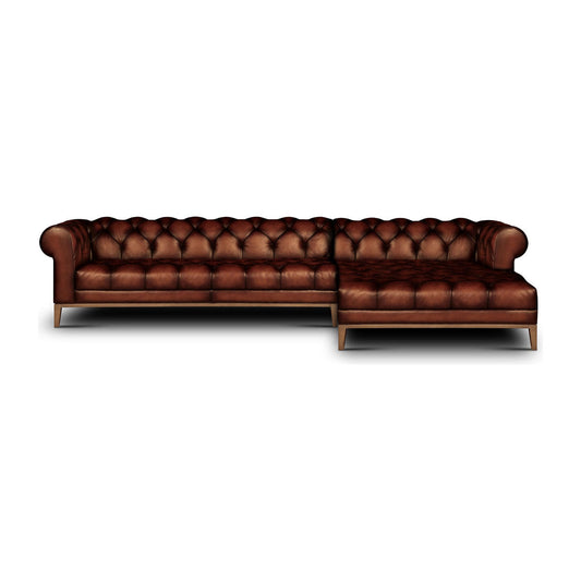 Eleanor Rigby Gaga 130 Wide Genuine Leather Sofa Chaise