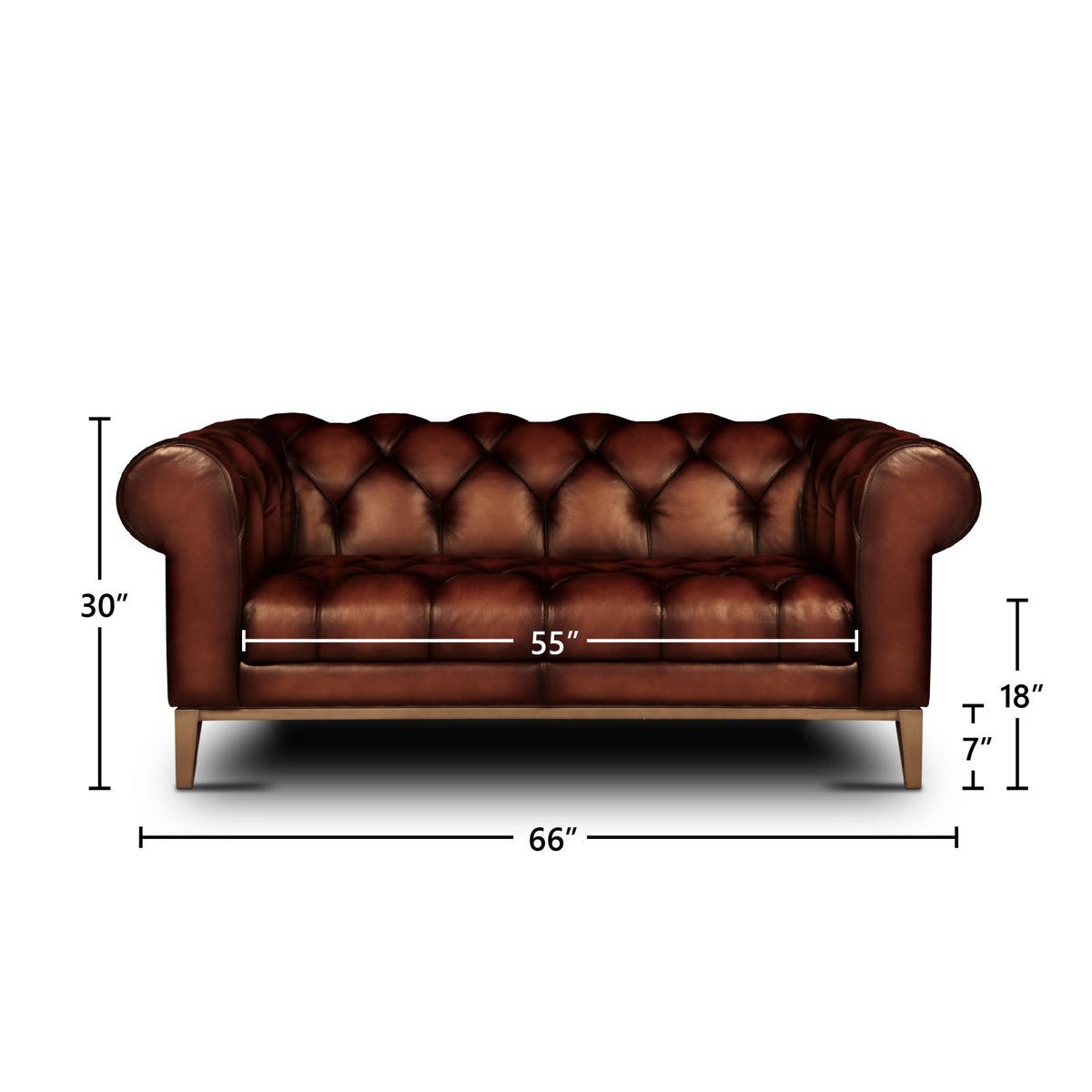 Eleanor Rigby Gaga 66 Genuine Leather Rolled Arm Chesterfield Sofa