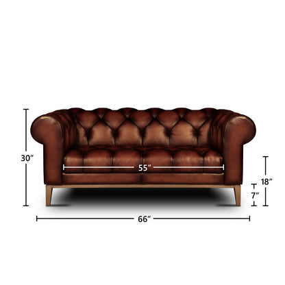 Eleanor Rigby Gaga 66 Genuine Leather Rolled Arm Chesterfield Sofa