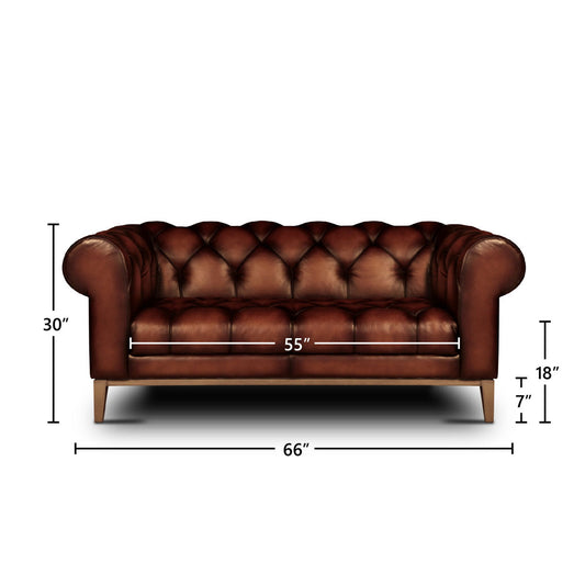Eleanor Rigby Gaga 66 Genuine Leather Rolled Arm Chesterfield Sofa