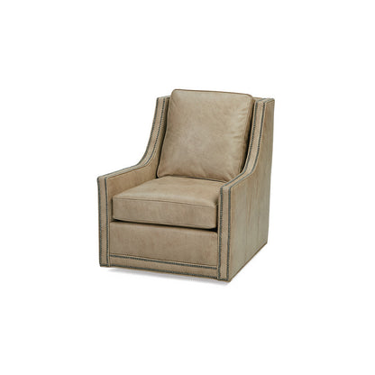 Massoud Furniture Gareth Leather Swivel Chair