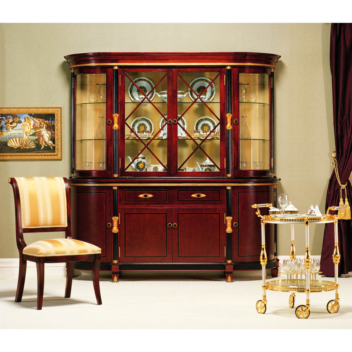 Gigasso Solid Wood Lighted China Cabinet