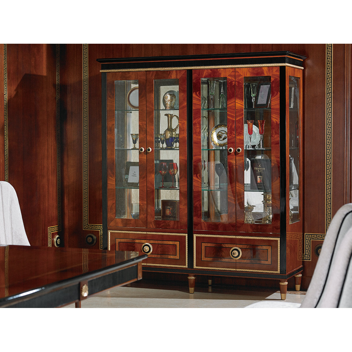 Giovanni Solid Wood Lighted China Cabinet