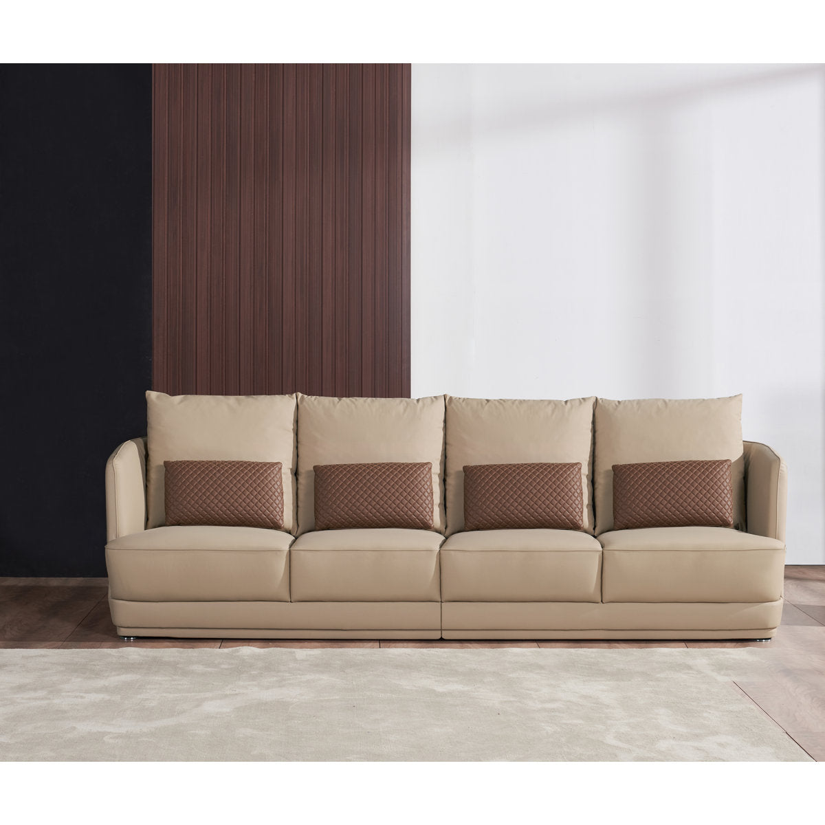 European Furniture Glamour Collection Genuine Leather 985 Rolled Arm Sofa