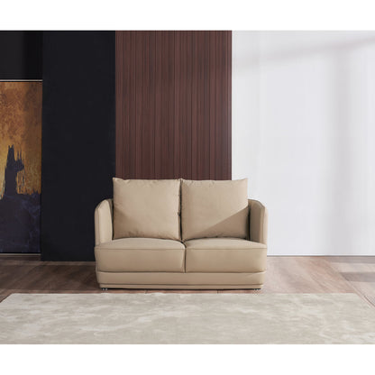 European Furniture Glamour Collection Genuine Leather 985 Rolled Arm Loveseat