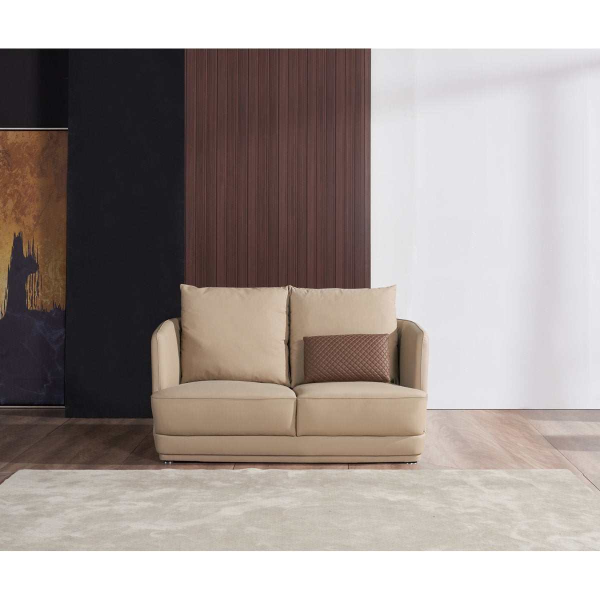 European Furniture Glamour Collection Genuine Leather 985 Rolled Arm Loveseat
