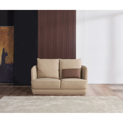 European Furniture Glamour Collection Genuine Leather 985 Rolled Arm Loveseat