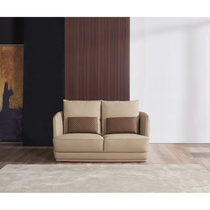 European Furniture Glamour Collection Genuine Leather 985 Rolled Arm Loveseat