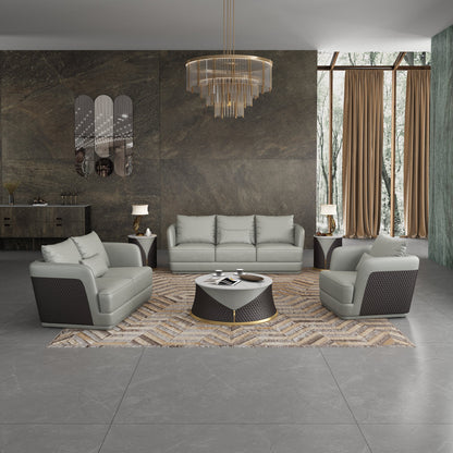 European Furniture Glamour Collection Genuine Leather 62 Wide Tuxedo Arm Modular Loveseat