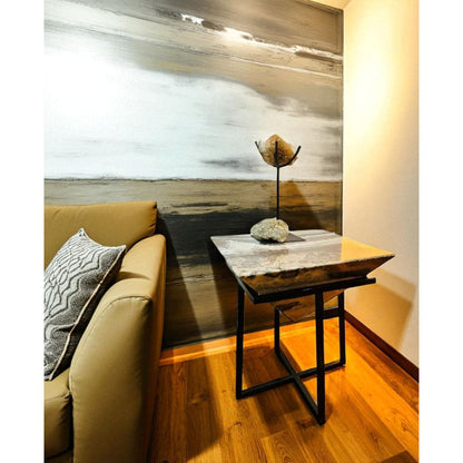 Gorgeous Raw Onyx Stone and Wrought Iron Foyer Table