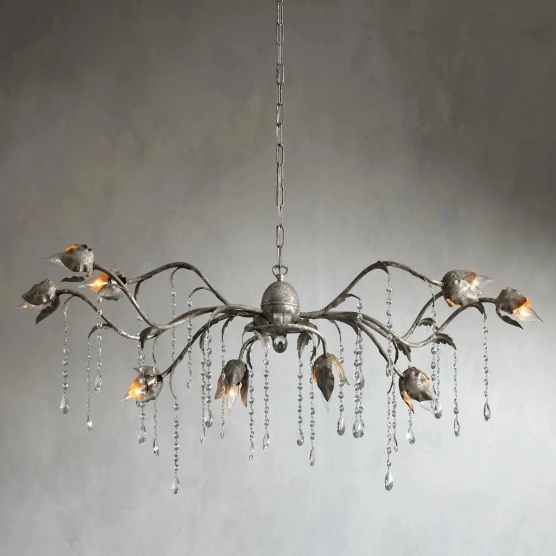 Gothic Viticci Silver Rectangular Chandelier