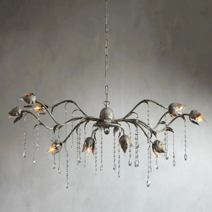 Gothic Viticci Silver Rectangular Chandelier