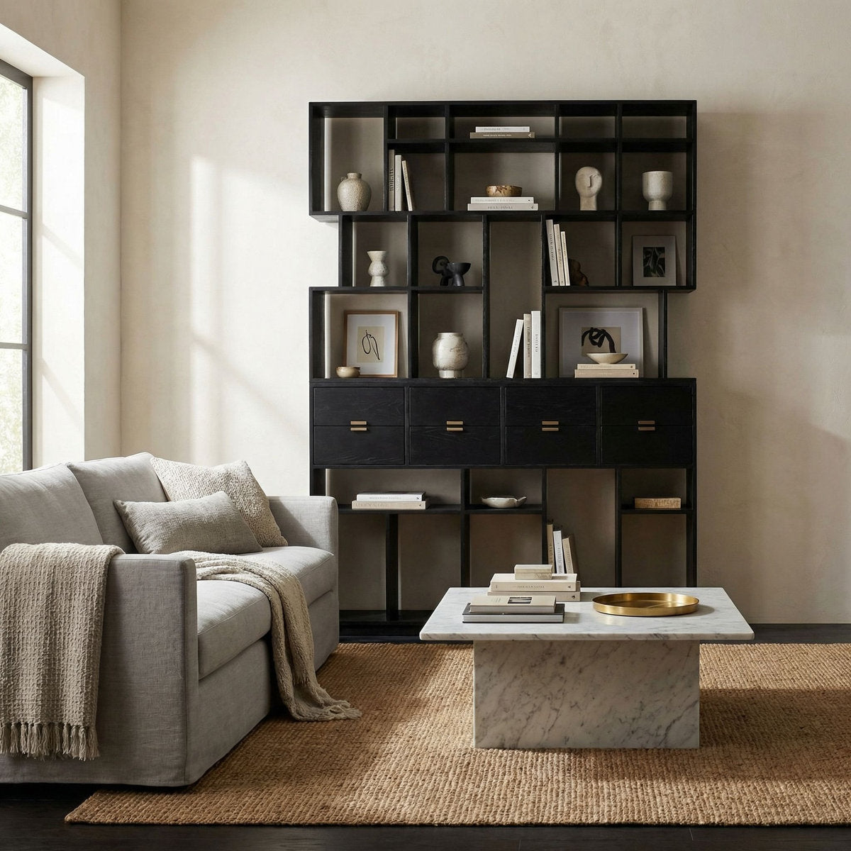 Grobius Bookcase, Hand Rubbed Black
