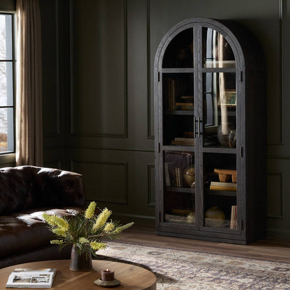 Four Hands Hepburn Cabinet Dark Anthracite Oak