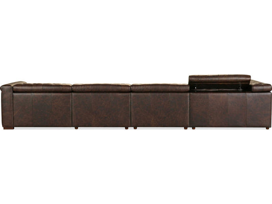 Savion Deux 6-Seat Power Reclining Sectional Sofa in West Saddlewood Leather
