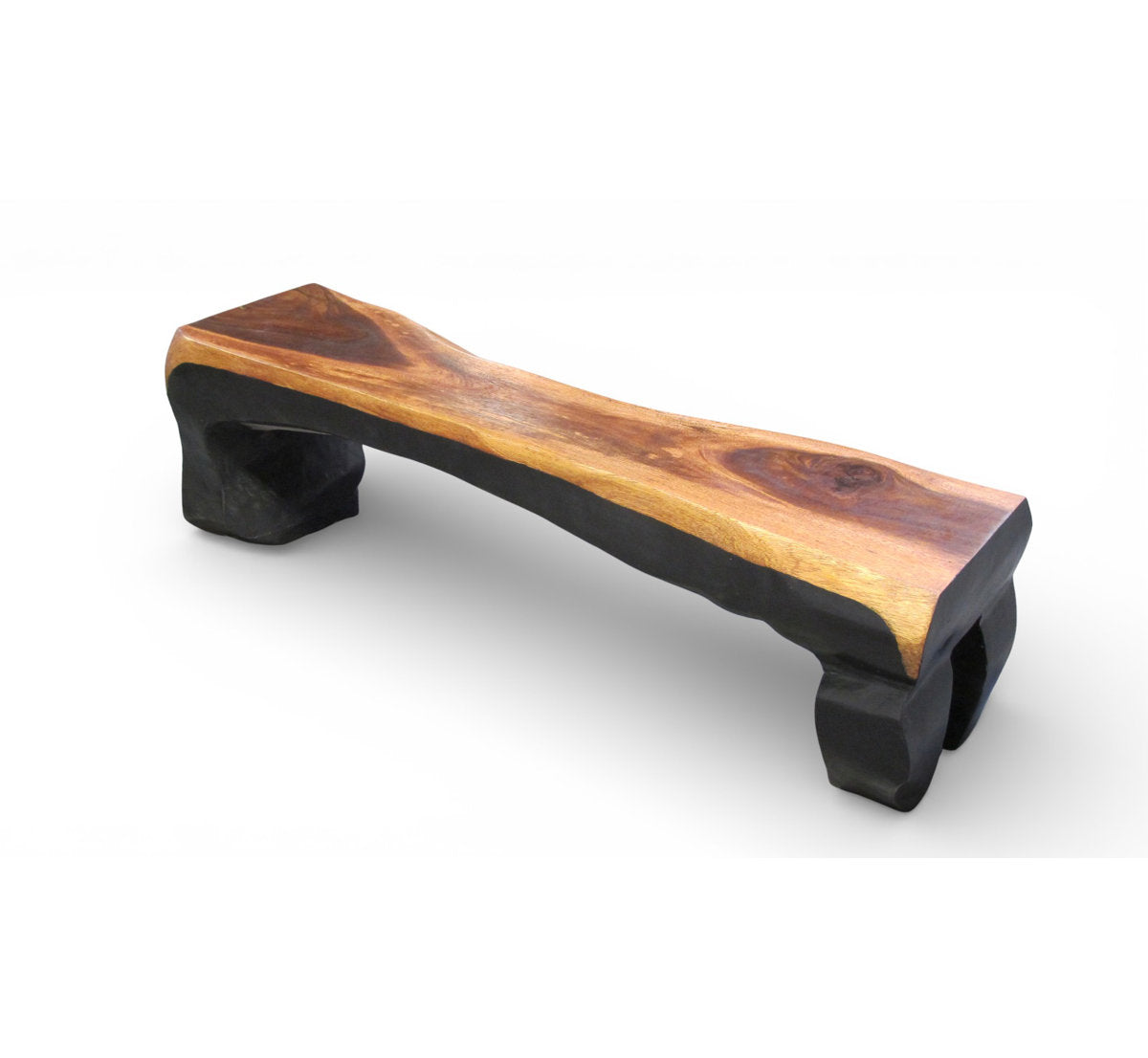 Hand Carved Modern Sculptural Bench in Ebony 1