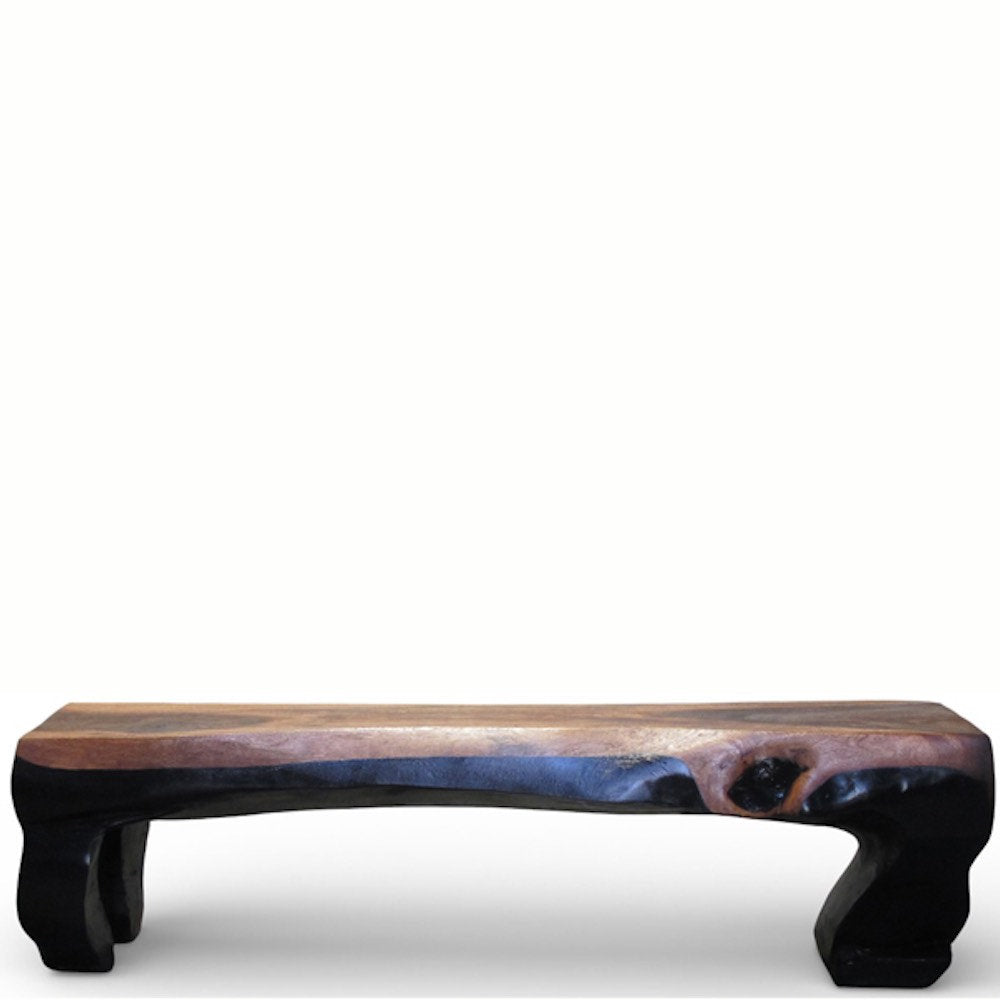 Hand Carved Modern Sculptural Bench in Ebony 1