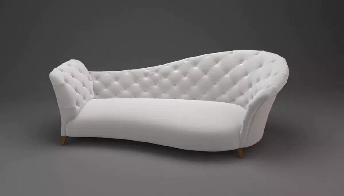 Harry Hines 94.5" Genuine Leather Rolled Arm Chesterfield Sofa