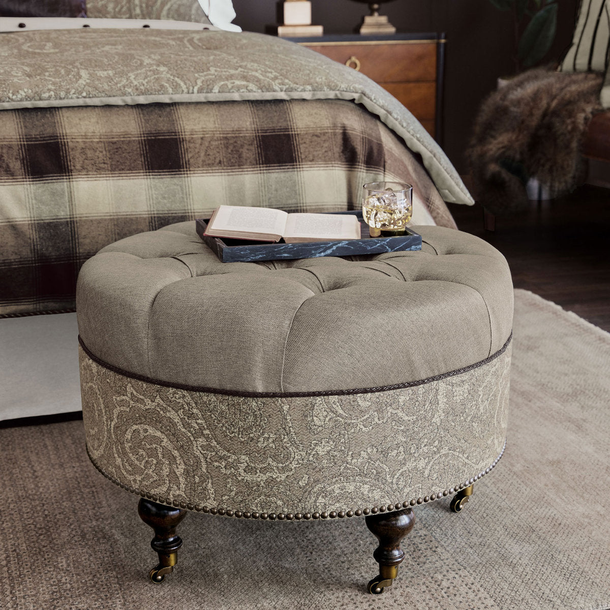 Eastern Accents Highland Button Tufted Ottoman