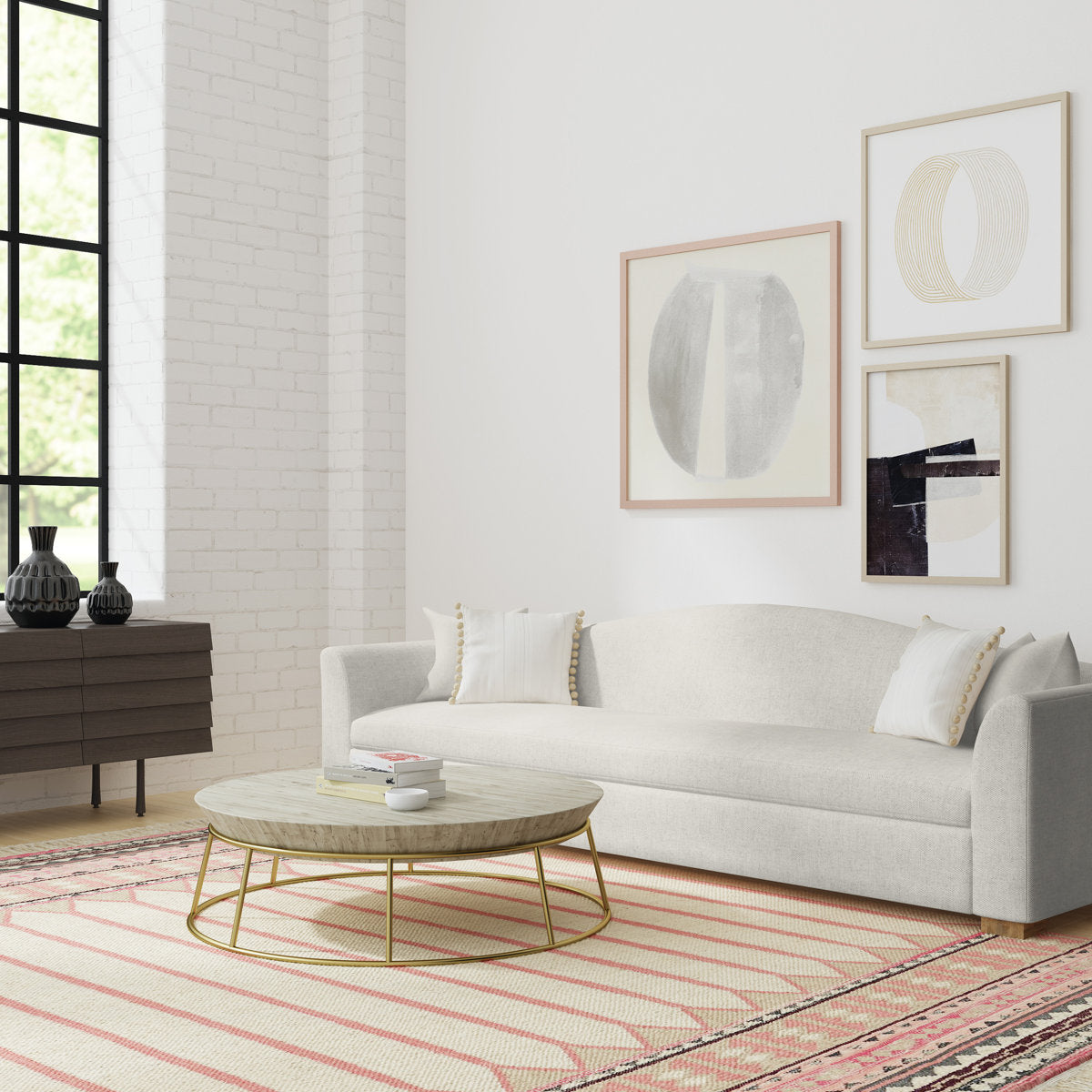 Horatio Camelback Taper Curved-Arm Loveseat