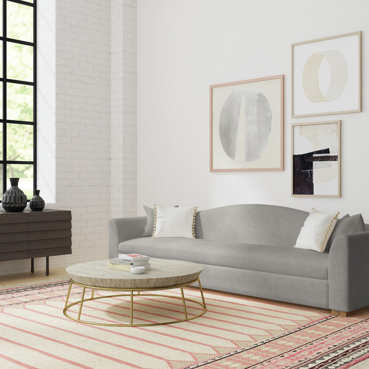 Horatio Camelback Taper Curved-Arm Loveseat